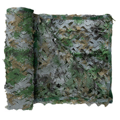 LOOGU Woodland Digital Camo Netting fabric close-up shows durable 150D material for concealment