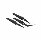 Loon locking tweezers set for dubbing loops, precise placement during fly tying.