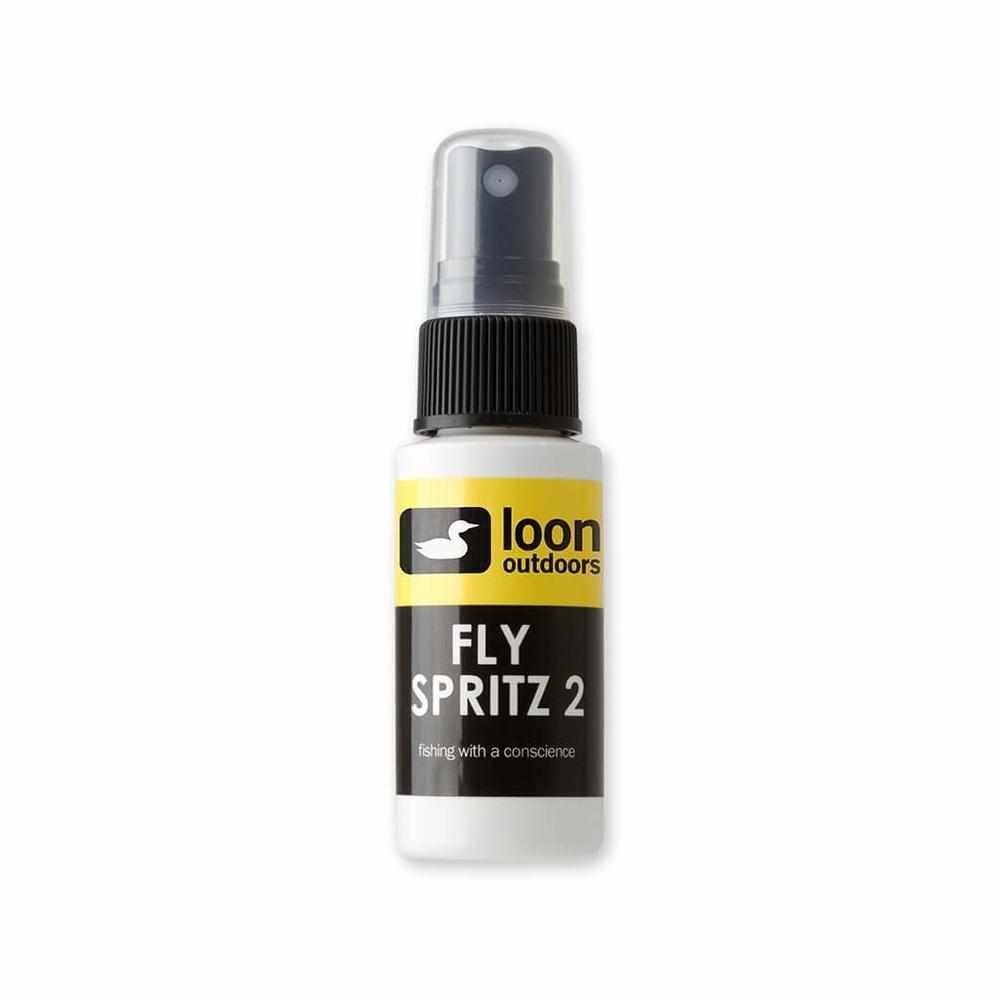 Loon Outdoors Fly Spritz 2 bottle showing quick-drying, water-based floatant for dry flies.
