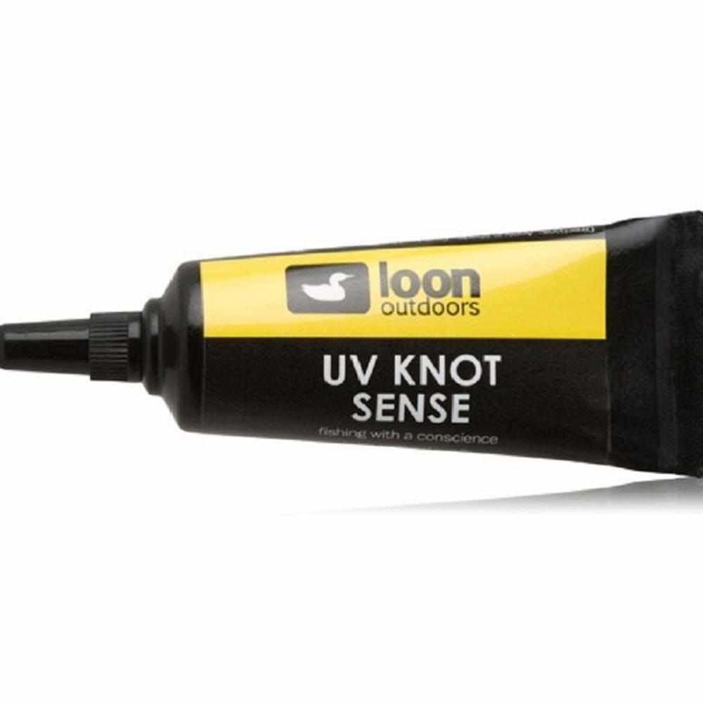 Loon UV Knot Sense bottle closeup for easy knot coating and stronger performance.