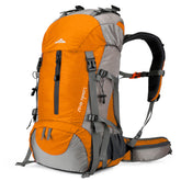 Loowoko 50L hiking backpack front view showing the main compartment and accessible gear storage.