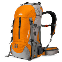 Loowoko 50L hiking backpack front view showing the main compartment and accessible gear storage.