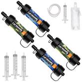 Lormandy Mini Straw Water Filter packaging highlights portable design for travel and camping.