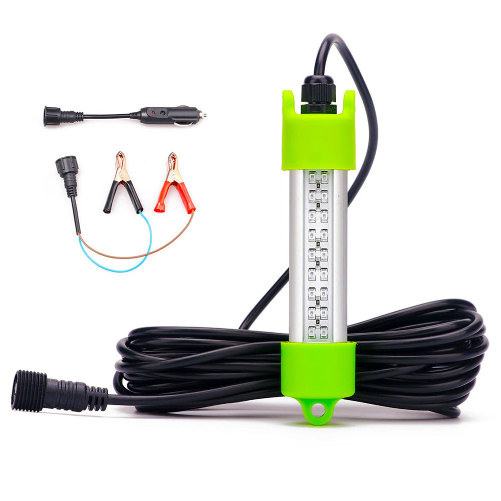 LOSTCAT 18W DC 12V green underwater fishing light mounted near dock