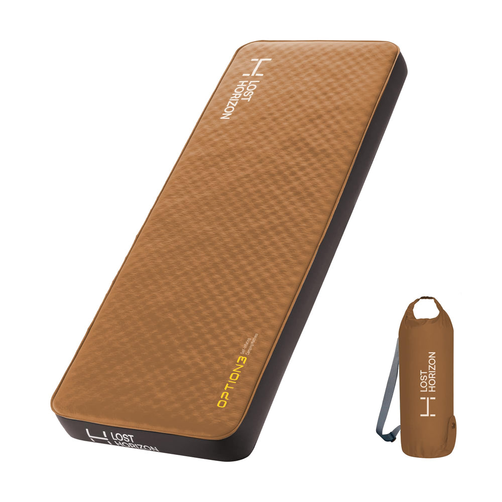 LOSTHORIZON air and foam mattress inflates quickly with pump sack for fast campsite setup.