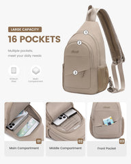 LOVEVOOK sling bag side view demonstrates compact everyday carry and versatility