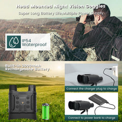 Lovpo night vision goggles powered by a 3000mAh rechargeable battery for long sessions.