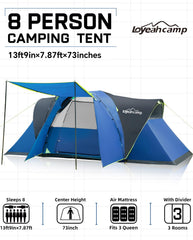 LOYEAHCAMP extended-dome tent showing three rooms for privacy
