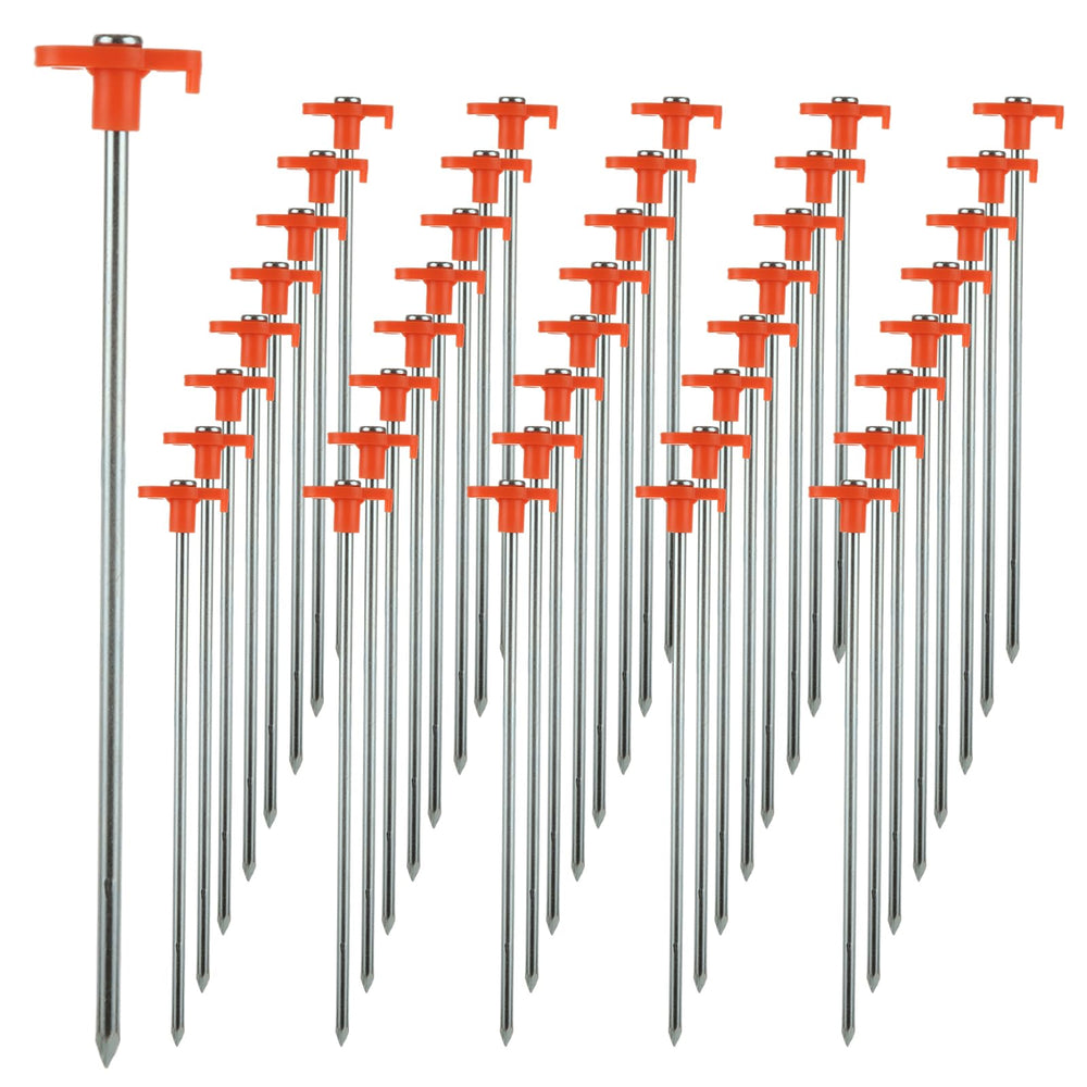 LOYORTY 40PCS tent stakes 250mm orange top for high visibility and secure anchoring