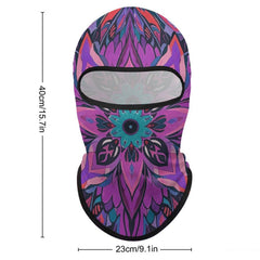 LPSADGF Mandala neck gaiter side view highlighting windproof design