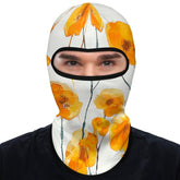 LPSADGF yellow flower neck gaiter offering wind protection for outdoor adventures.