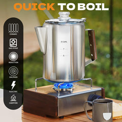 LRYYBTI percolator ergonomic handle supports safe, comfortable pouring.