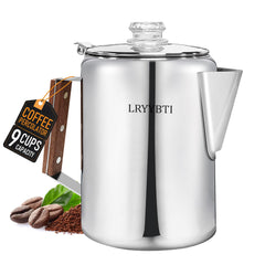 LRYYBTI percolator pot in stainless steel for durable daily use.