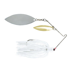 Luck-E-Strike Jimmy Houston Legends spinnerbait in white with oversized willow blades for flash.