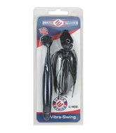 Luck E Strike Virbra Swing vibrating jig quarter-ounce blade for weedless casting and strong vibration.