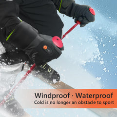Luckcolor heated gloves waterproof and windproof for snow and rain protection