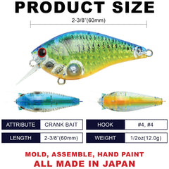 Close-up of LC 1.5 silent crankbait showing laser-sharp treble hooks