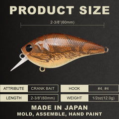 Lucky Craft LC 1.5 squarebill lure close-up showing deflection-ready profile for rocks.