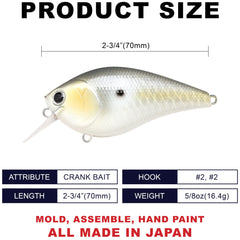 Side view of LC 2.5 Silent Crankbait with 426 Gold Threadfin Shad color
