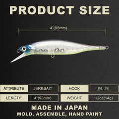 LUCKY CRAFT Lightning Pointer 98XR 4 inch size promotes versatile bass and walleye appeal.