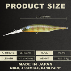 Lucky Craft Lightning Staysee 90SP side view showing deep-diving design for bass.