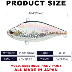 LUCKY CRAFT LV-150 American Shad in-water action; tight wobble attracts bass.