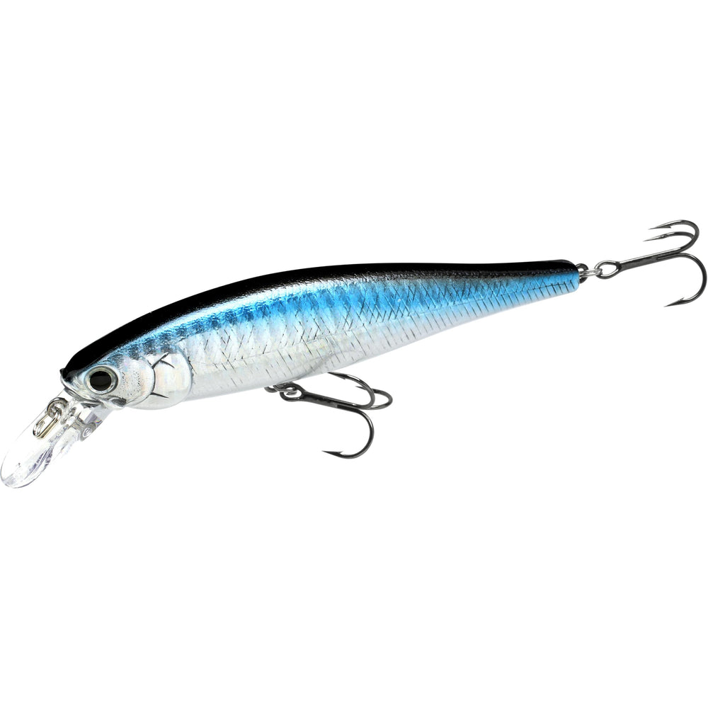 LUCKY CRAFT Pointer 100 Zebra Aurora Black front view showcasing lifelike baitfish action for bass