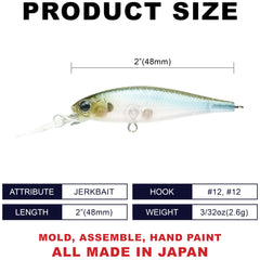 Pointer 48DD 2-inch deep-diving suspending jerkbait in water
