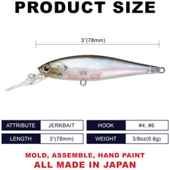LUCKY CRAFT Pointer 78DD suspending lure demonstrates pause-triggered bite potential.