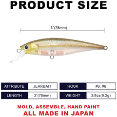 LUCKY CRAFT Pointer 78SP lure side profile highlights suspending action ideal for deeper retrieves.