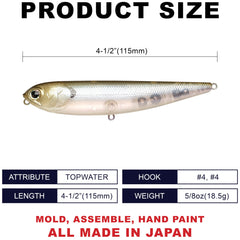 LUCKY CRAFT Sammy 115 knock-sound topwater lure attracts bass near the surface.