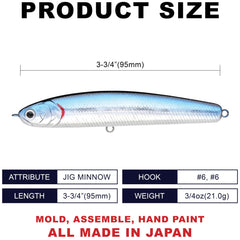 Wander 95 21G sinking pencil lure in water showing action