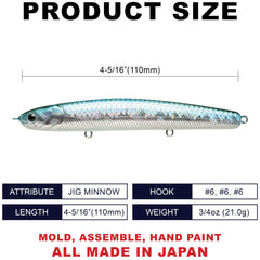 LUCKY CRAFT Wander Slim 110 herring front-angled shot highlights lifelike pattern and action.