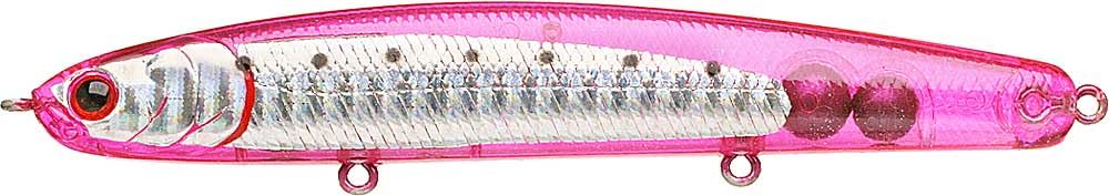 LUCKY CRAFT Wander Slim 110 ghost pink sardine front view, ideal for long casts.