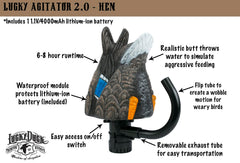 Lucky Duck Agitator 2.0 battery module; sealed 12V lithium runs 6–8 hours in field