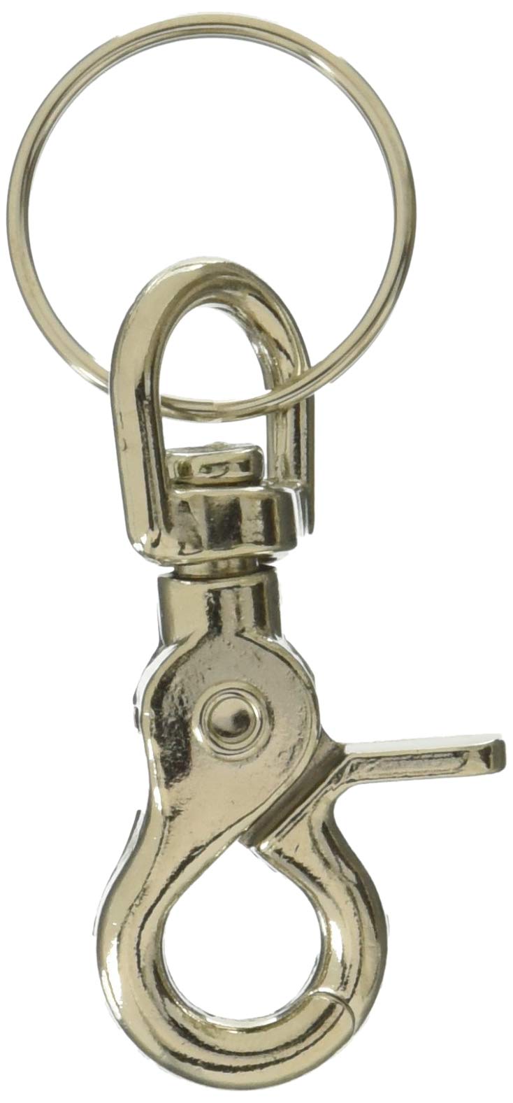 Lucky Line 2-1/2 inch nickel plated trigger snap with split ring ready to attach securely.