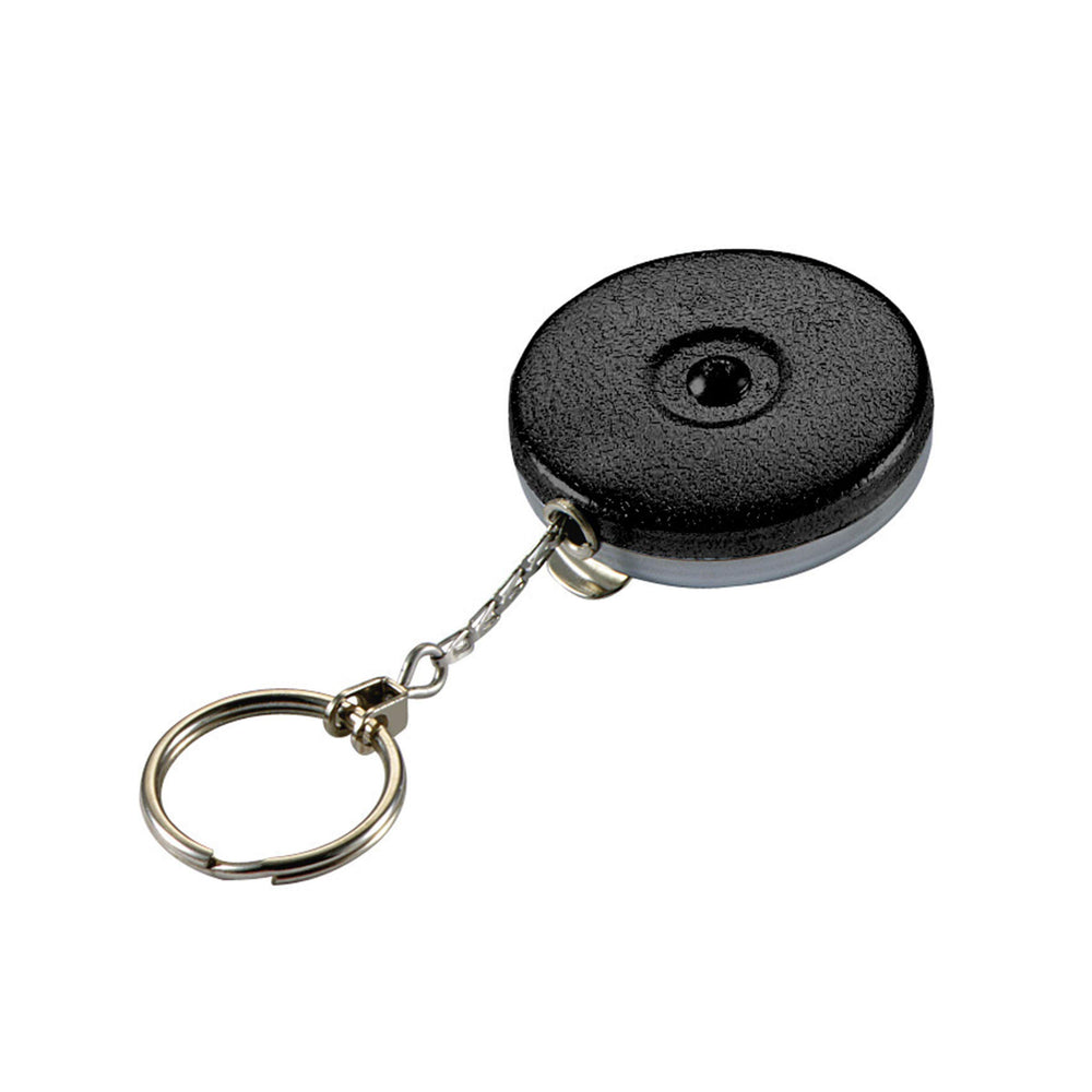 Lucky Line Key Bak with 24-in retractor, black clip-on for secure key access.