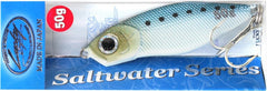 Side angle showing hand-painted multi-layer reflective finish on Lucky Craft SW Wander 65 Halibut Jig