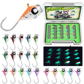 LuckyFishing tungsten ice jig glow in low light attracting panfish.