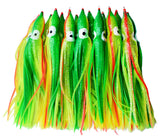 Luengo 10pc soft octopus skirt lure in green, ideal for attracting big saltwater fish.