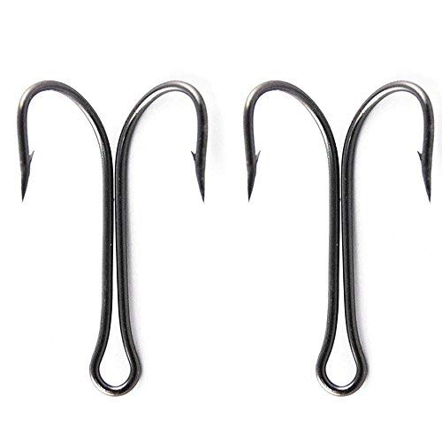 Luengo double frog hook 8# for strong saltwater and freshwater fishing; rapid hook sets and secure lures.