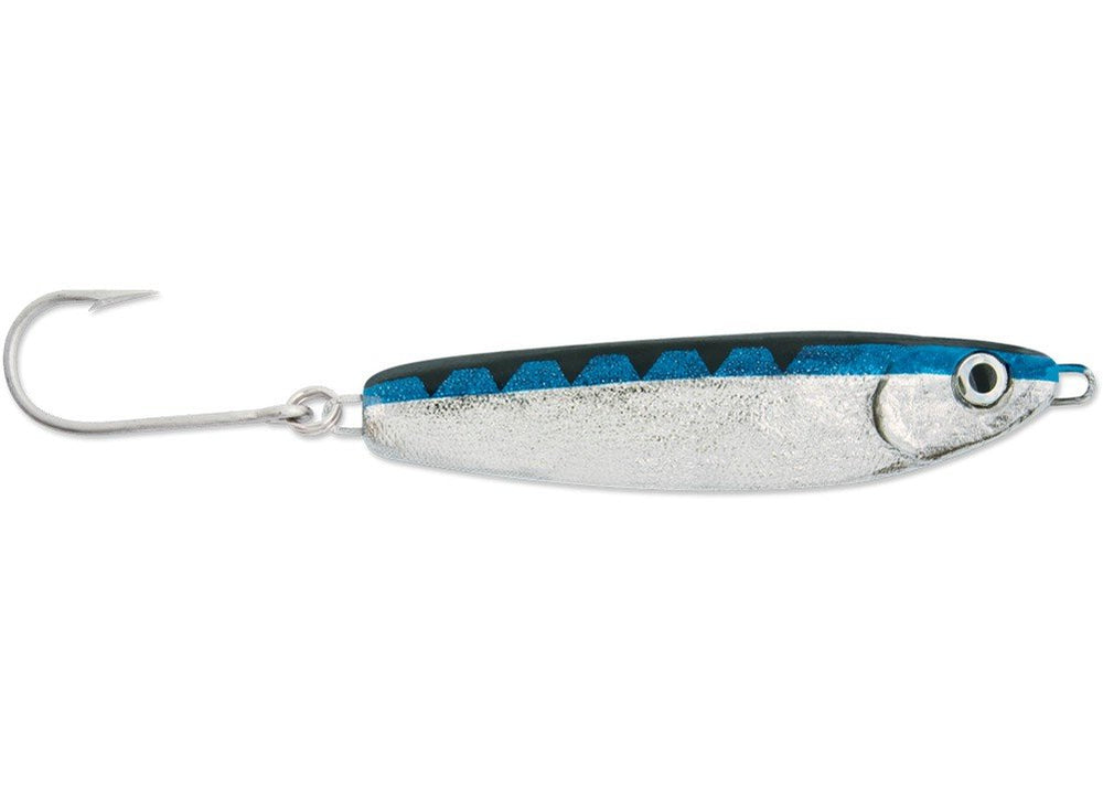 Luhr Jensen Crippled Herring lure in Chrome/Neon Blue for versatile freshwater and saltwater action.