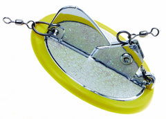 Luhr-Jensen Dipsy Diver with chartreuse and white bottom, 3 1/4‑inch, enhances visibility for trolling