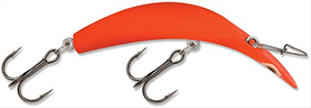 Luhr Jensen Kwikfish X-Treme Fluorescent Red Fire lure for deep-water trolling.