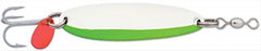 Luhr-Jenson Krocodile 1/2 treble hook Everglo Flo Green increases lure visibility for versatile fishing.