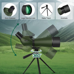 LULOLO spotting scope extendable sunshade for glare reduction and contrast.