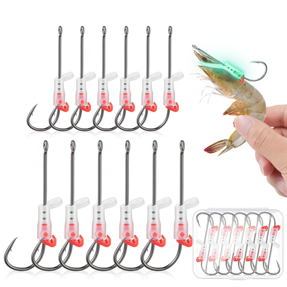 Luminous Live Shrimp Hooks 12-pack in retail packaging