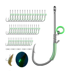 Luminous shrimp hooks pack displayed for fishing