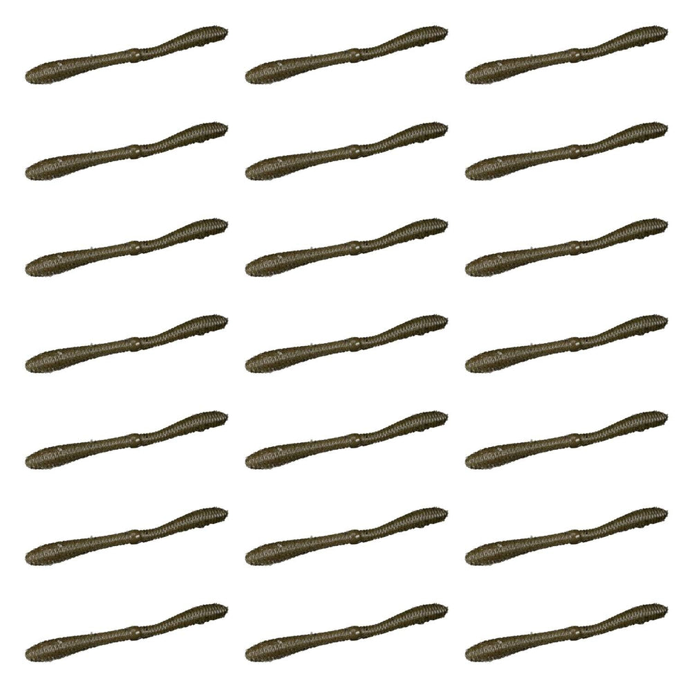 Lunker City Spanky Worm 5" green pumpkin, 3-pack, ideal for wacky rig bass fishing.