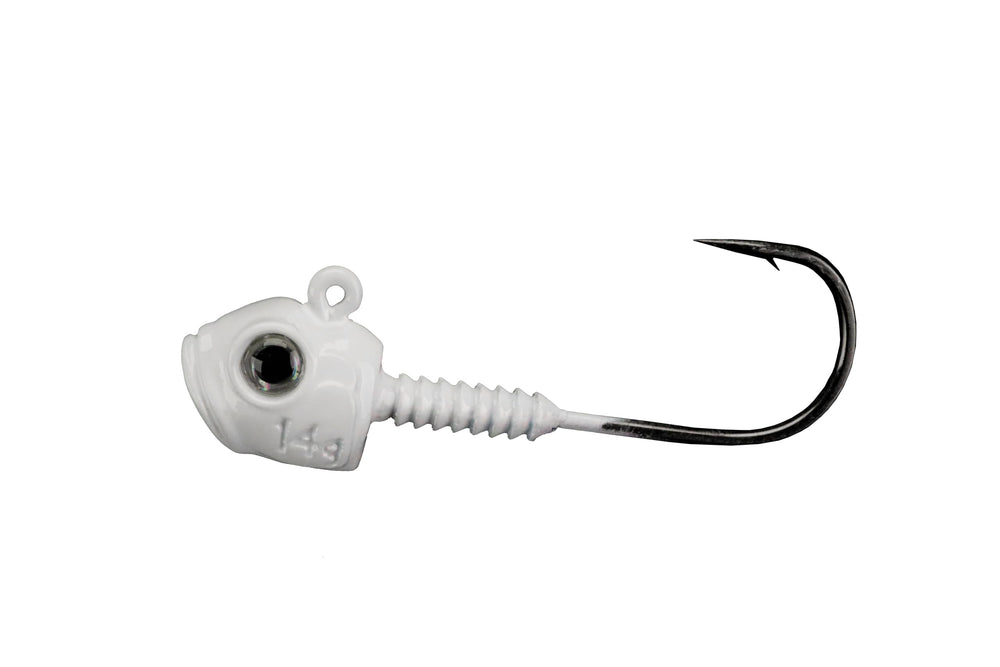 Lunker City Titan HD jig head in White Shad for secure lure performance in bass swimbait rigs.
